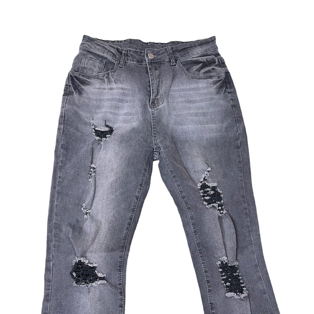 SHEIN Gray high waisted distressed Women Jeans Sz XL EUC